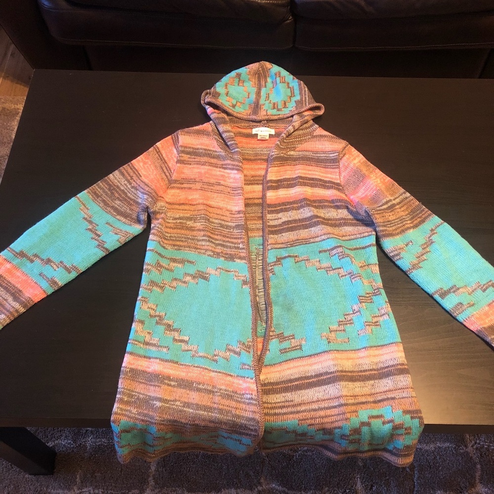 Aztec Print Hooded Sweater